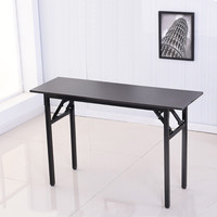 佐盛折叠桌子长条桌培训桌简易桌课桌电脑桌学习桌子单层黑胡桃 100*50*75