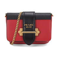 PRADA 普拉达 女士黑色红色拼接牛皮单肩斜挎包腰包 1BL004 2BB0 F0C9F V OCH