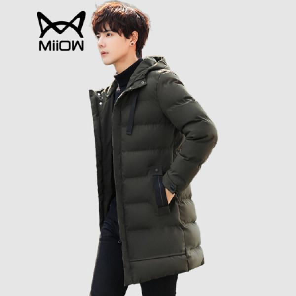 商品猫人 棉服 男士时尚休闲韩版潮流中长款棉衣男装青年个性百搭连帽