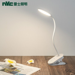 雷士(NVC)无蓝光危害LED触控三档调光1800毫安可充电学生学习阅读无频闪夹子台灯 写字灯宿舍卧室床头灯