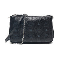 MCM 女士黑色LOGO图案涂层帆布Millie Visetos中号手拿包单肩斜挎包 MYZ8AME02BK001