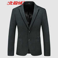 北极绒(Bejirong)羊毛西服男 2019秋冬新款男士商务休闲加厚羊毛呢小西装中山装 D216-8885 浅绿色 XL