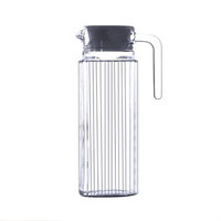 卡质 KAZHI 酒店水具 玻璃条纹冷水壶1.1L 大容量玻璃八角壶加厚凉水壶水具条形壶 两个装