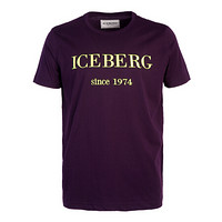 ICEBERG冰山 19秋冬新款 男士紫色棉质字母图案圆领短袖T恤19II1P0 F014 6331 7656 M码