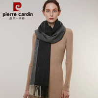 皮尔·卡丹 皮尔卡丹（PIERRE CARDIN）羊毛围巾女士秋冬季格子加厚保暖长款大披肩韩版百搭围脖 E21TM5C08 灰白