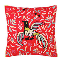 Homix 凤凰于飞45*45cm手工刺绣抱枕套 正红