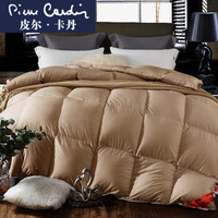 皮尔卡丹 被子家纺 全棉羽毛被羽绒鹅毛被芯纯棉空调被春秋被四季被 双人被芯 咖色 200*230cm