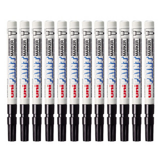 uni 三菱 日本三菱（Uni）PX-21 小字油漆笔 0.8-1.2mm工业记号笔物流笔（可用于汽车补漆）黑色12支装