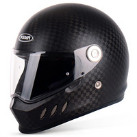 YEMA 野马 836S碳纤维电动摩托车头盔全盔个性酷机车复古跑盔安全帽男女 四季通用 XL码 亚黑