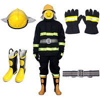 鸣固3C认证消防服套装 14款消防员灭火防护服防护衣服头套战斗服强检消防服五件套XL（165-175cm）41码鞋