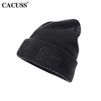 CACUSS Z0406毛线帽子男百搭休闲加绒针织帽加厚保暖套头帽防寒包头帽 黑色