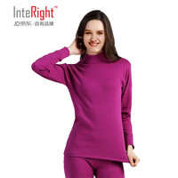 INTERIGHT秋衣秋裤纯棉中高领中老年男女士保暖内衣套装棉毛衫纯色 酒红 M
