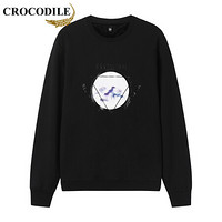 鳄鱼恤（CROCODILE）加绒卫衣 男士2019秋冬时尚潮流休闲修身卫衣 A037-KL2108 黑色 L