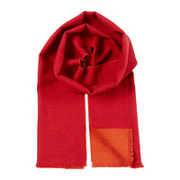 SOL ALPACA 女士橙红大红色秘鲁原产小羊驼毛经典款双面纯色围巾 1074-02 C009 30*180厘米