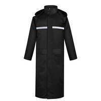 谋福 黑色长款连体风衣式雨衣 HD长款雨衣 4XL(175-185)3xl（165-175）2xl（160-165）