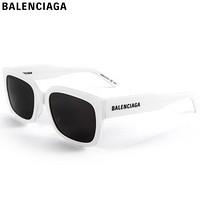 巴黎世家(BALENCIAGA)太阳镜男女 墨镜 灰色镜片白色镜框BB0049S 003 55mm