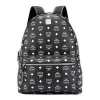 MCM 中性黑底白色logo款人造革大号双肩背包 MMK9SVE48BV001