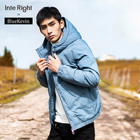 Interight x Bluekevin羽绒服男时尚潮流连帽纯色简约保暖外套 蓝色 185/104A(XXL)