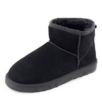御乐 雪地靴保暖短筒靴棉鞋 LOV2061 黑色 36