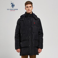 U.S. POLO ASSN. 男羽绒服 加厚外套可拆卸帽中长款连帽羽绒服 AYRMD-58504 黑色 2XL/185