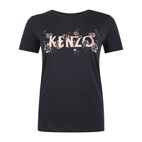 KENZO 高田贤三 女士藏青色棉质LOGO花朵图案棉质圆领短袖T恤 F86 2TS760 993 76 XS码