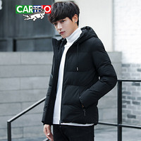 卡帝乐鳄鱼（CARTELO）男士时尚潮流百搭连帽保暖棉服外套818黑色4XL