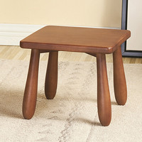 心家宜小板凳实木小凳子换鞋凳 家用矮凳客厅卧室圆凳简约小木凳 正方形咖啡色98772C