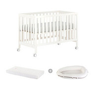 Boori哈伦婴儿床 实木宝宝床澳洲进口拼接床多功能儿童床  白色+原装床垫+婴儿床中床