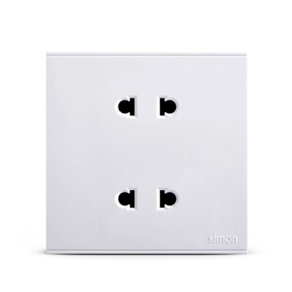 商品simon 西蒙 开关插座e6系列雅白色 双二孔四孔电源插座 4孔墙壁