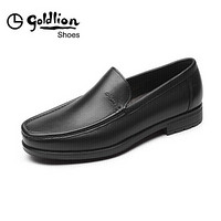 金利来（goldlion）男鞋商务休闲鞋舒适透气套脚皮鞋582730240AGA-黑色-41码
