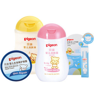 Pigeon 贝亲 婴儿冬季护肤套装 全身护理一套搞定 (润肤乳200ml+润肤油200ml+多效修护面霜40g+护唇膏3g）