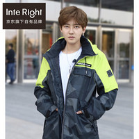 INTERIGHT×REHALL 户外夹克男秋冬季户外服装加绒加厚登山棉滑雪服 迷彩黑 L码