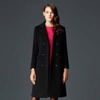 瑞比卡(Marc Rebecca)欧美时尚双排扣简约修身毛呢大衣女 56063B 黑色 S