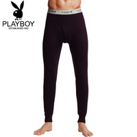 花花公子 PLAYBOY男士秋裤男式单条裤纯棉保暖单裤打底棉毛秋衣秋裤 紫色 XXL