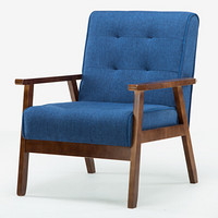 多瓦娜DOWANA 单人沙发 深蓝色休闲单人沙发 现代简约单人休闲布沙发DWN-S003-1