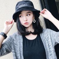 GLO-STORY 遮阳帽 韩版男女通用盆帽复古百搭渔夫帽 MMZ814102黑色