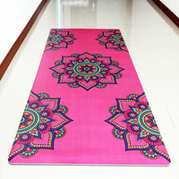立地美 （LIDIMEI）彩喷粉色莲花硬质密度PVC健身瑜伽地垫185*81*0.4cm