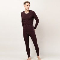 海之宁 男士秋衣秋裤秋冬季德绒棉毛衫青中年男式线衣线裤内穿薄款保暖内衣柔软亲肤 8002紫红 XXXL码