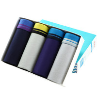 恒源祥男士内裤 撞色腰封无痕舒适平角内裤 混色4条装 175/100