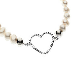 ILARIA 秘鲁传统手工银饰 Valentine系列珍珠心形银手链 M41020810