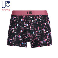 爱慕集团UM25内衣U莫ID莫代尔时尚印花高腰带款中腰平角裤男士内裤UM23AN1黑色印花185/XL