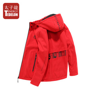 太子龙 TEDELON 羽绒服男 2019冬季新品男士时尚休闲保暖加厚冬装潮流连帽羽绒服上衣外套SML-8911 红色 XL