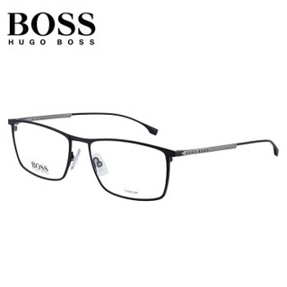 雨果博斯（HUGO BOSS）眼镜框 男士商务黑色金属近视眼镜架超轻方框潮款光学镜框 0976-003-17-57