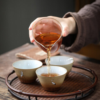 苏氏陶瓷 功夫茶杯 好事发生个人杯主人杯4个装配茶叶罐