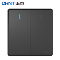 正泰（CHNT）NEW2 W07206 灰色开关插座面板家用 暗装二开多控开关16A