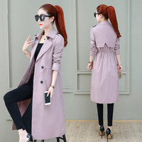 堡晟 2019秋季新款女装新品中长款风衣女流行工装收腰薄外套小个子外衣 HZDF77-9912 粉色 3XL