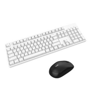 ikbc C104 键鼠套装 有线键鼠套装 办公键鼠套装 W2无线鼠标 电脑键盘 笔记本键盘 白色 茶轴