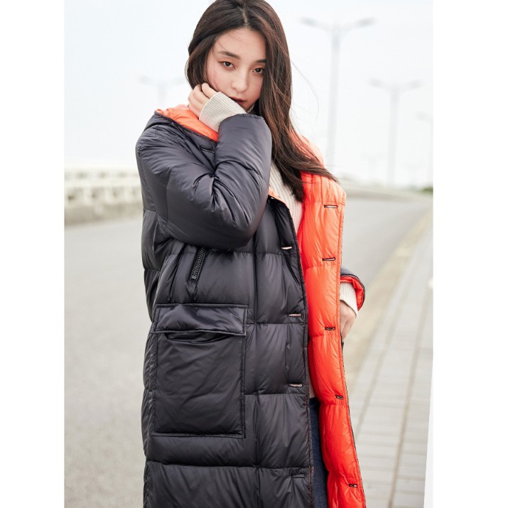 yaloo 雅鹿 ya61u203o-1 女士过膝两面穿韩版羽绒服