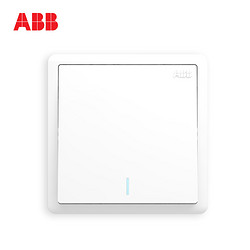 ABB开关插座远致明净白墙壁86型开关面板一开单控带荧光开关AO101 *5件