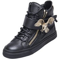 Giuseppe Zanotti 朱塞佩·萨诺第 女士黑色牛皮拉链高帮休闲鞋 RS5021 00109 37码